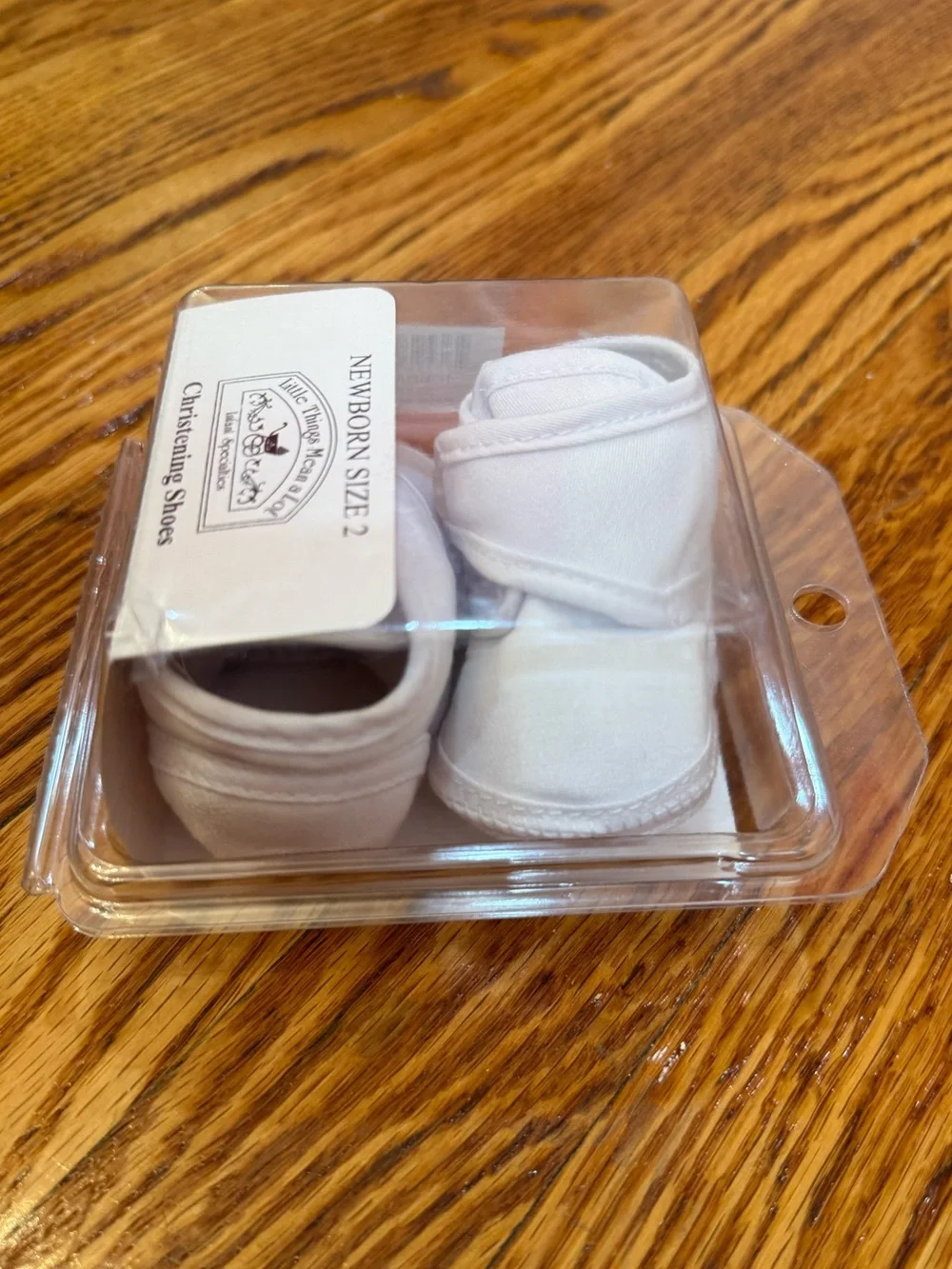 Little Things Mean a Lot White Newborn Christening Booties